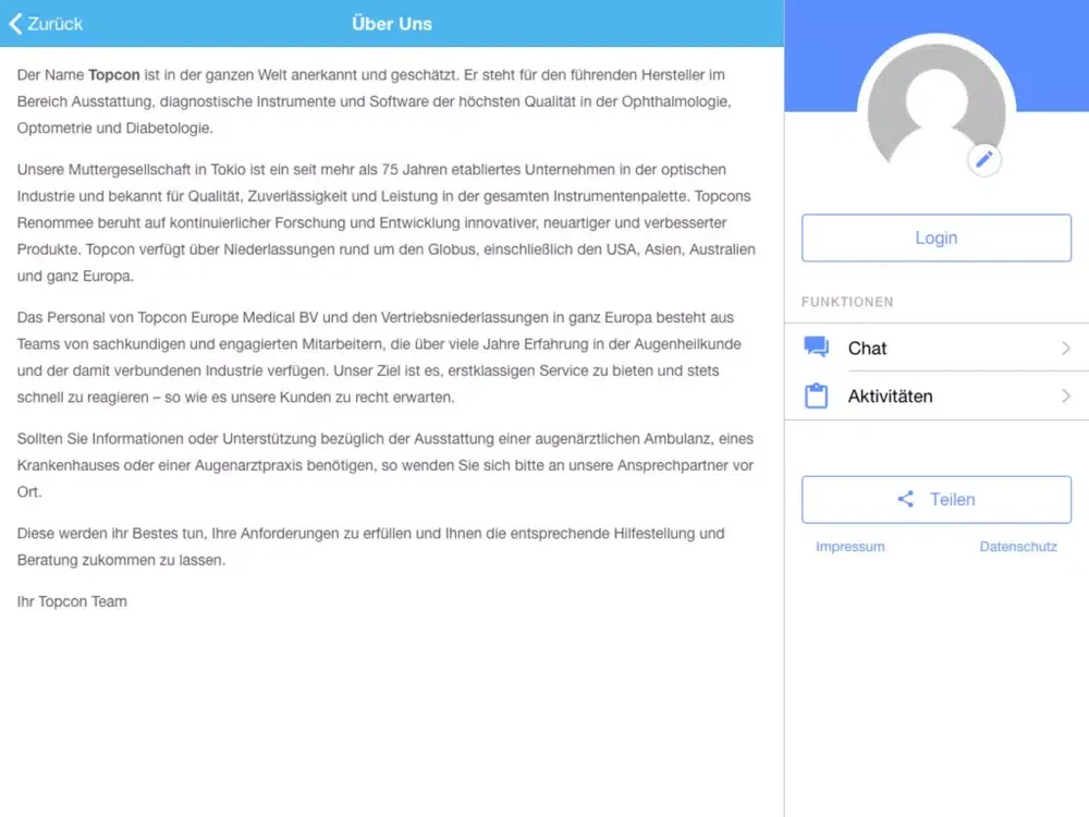 Capturas de pantalla de TOPCON DeutschlandMedical iPad 