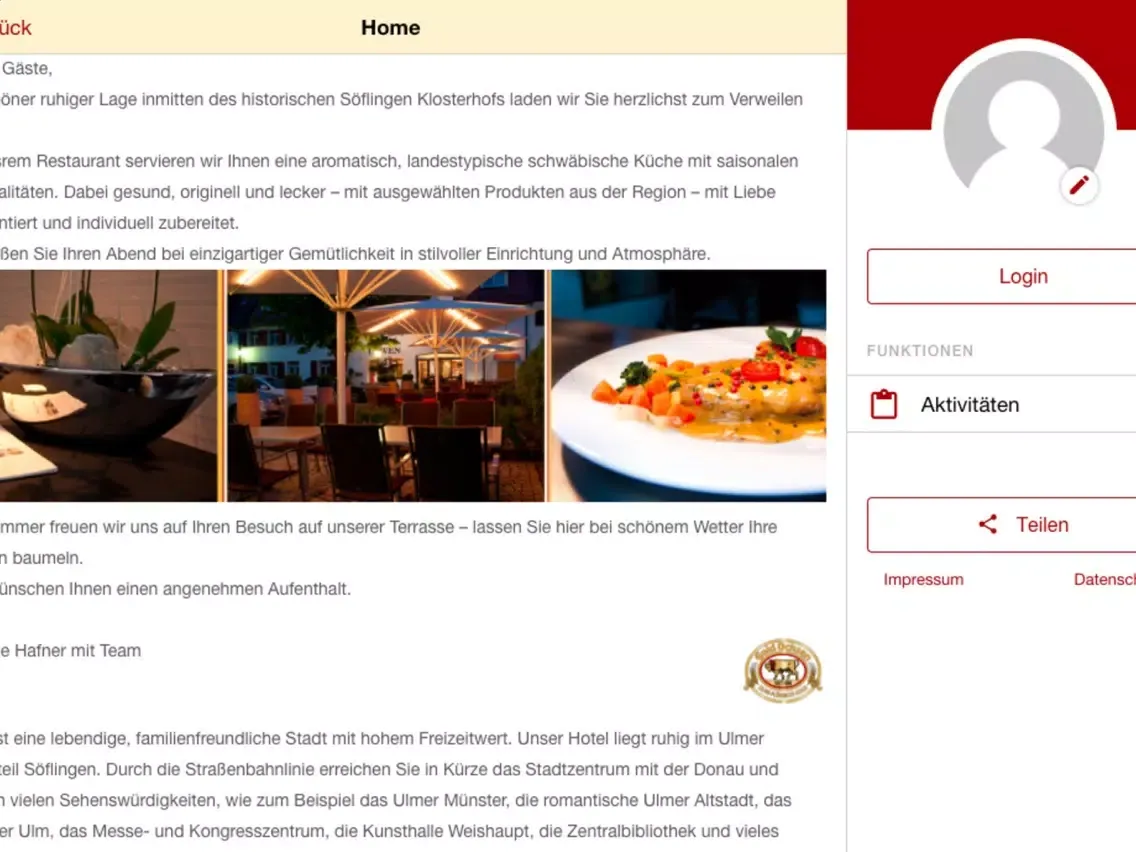 Tangkapan skrin Hotel Restaurant Löwen iPad 