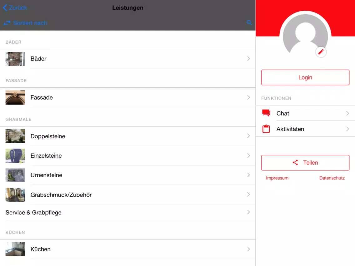 Kostan Natursteine iPad 应用截图