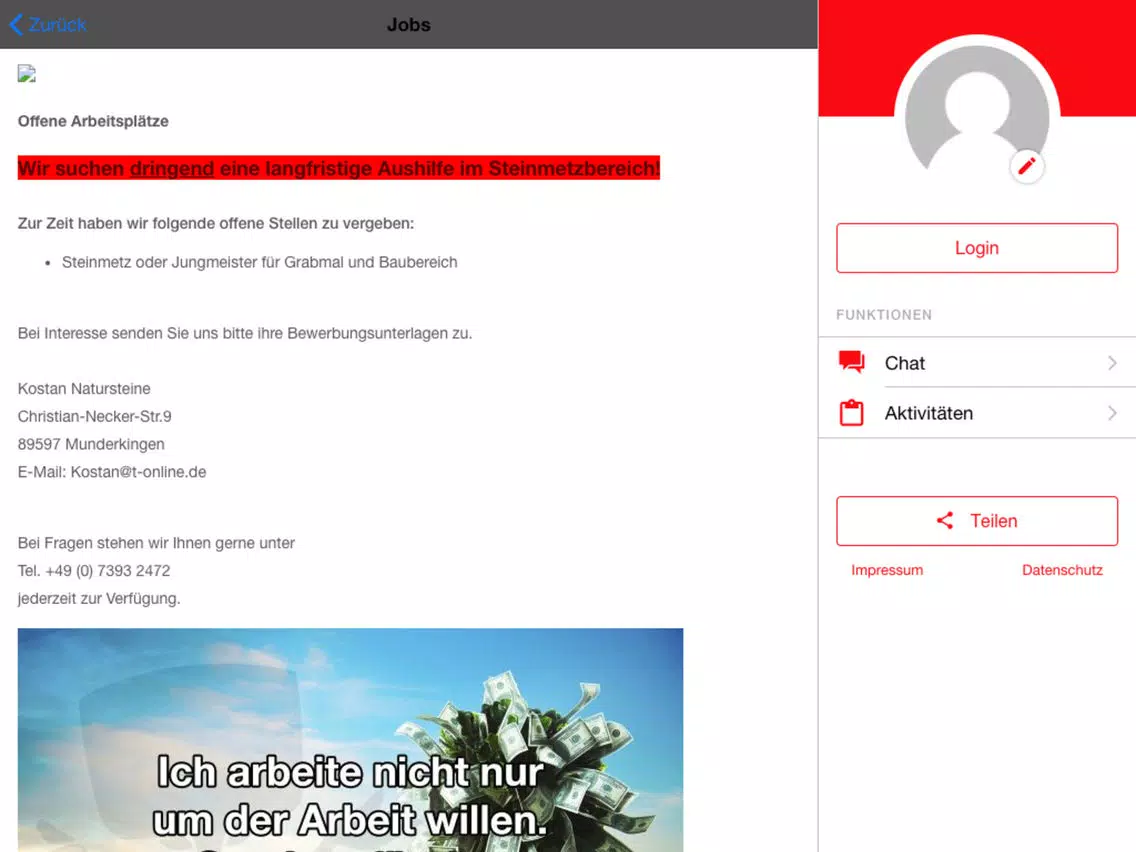 Kostan Natursteine iPad 应用截图
