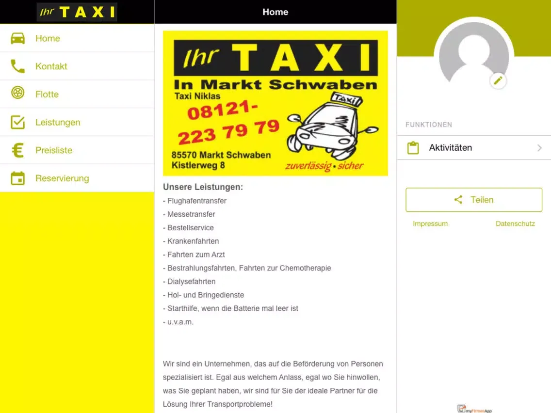 Taxi Markt Schwaben iPad  Screenshots