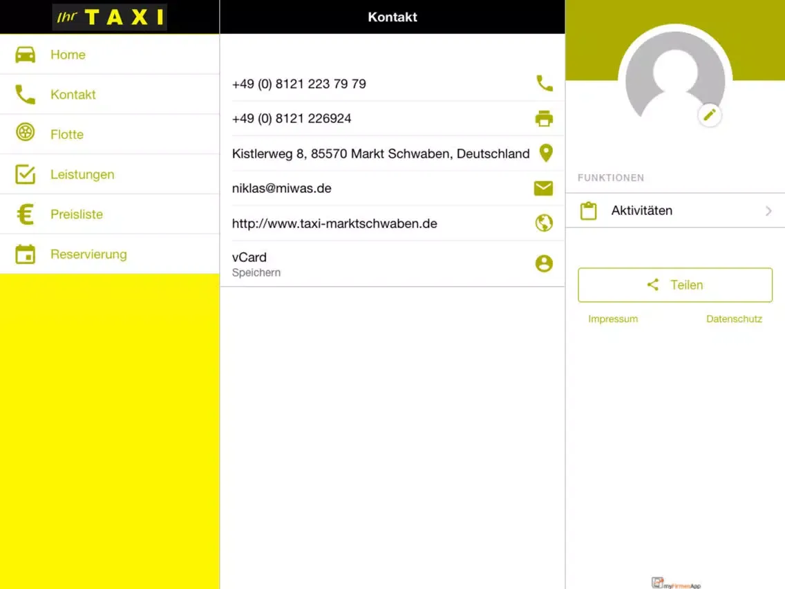 Taxi Markt Schwaben iPad  Screenshots
