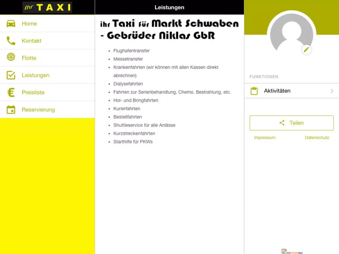 Taxi Markt Schwaben iPad  Screenshots