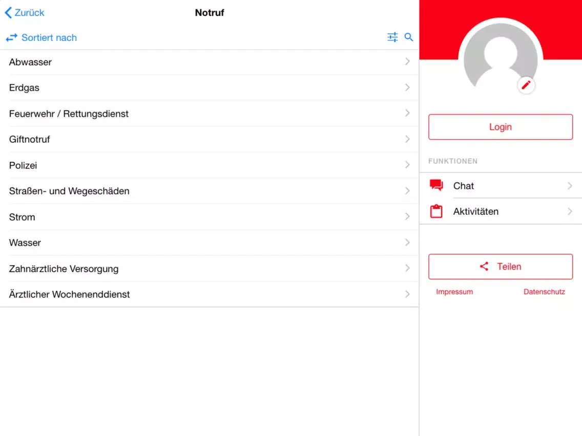 Tangkapan skrin Stadt Burgau iPad 