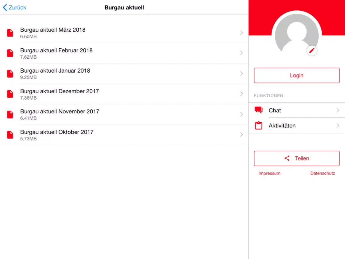 Tangkapan skrin Stadt Burgau iPad 