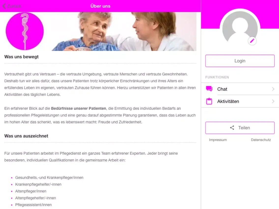 Pflegedienst Rüstersiel iPad 應用截圖