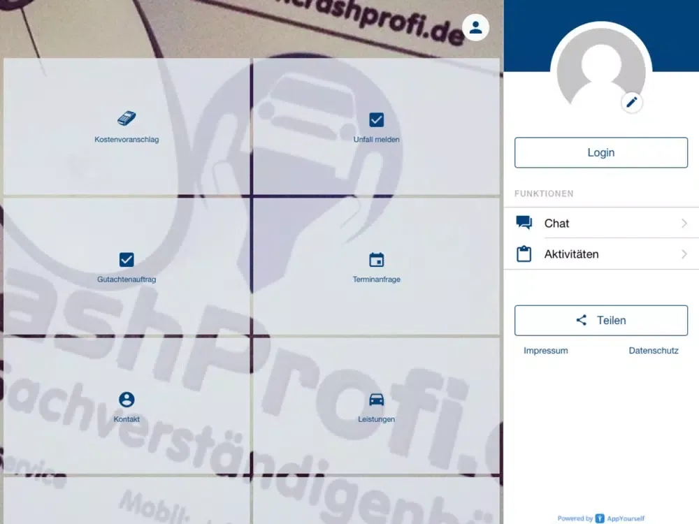 Tangkapan layar Unfall App CrashProfi.de iPad 