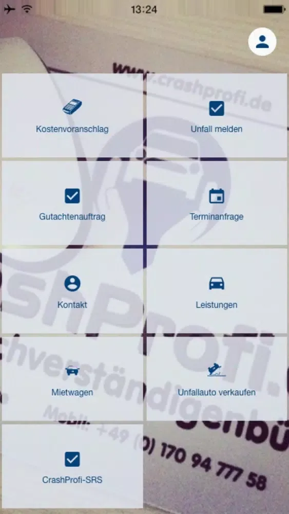 Tangkapan layar Unfall App CrashProfi.de