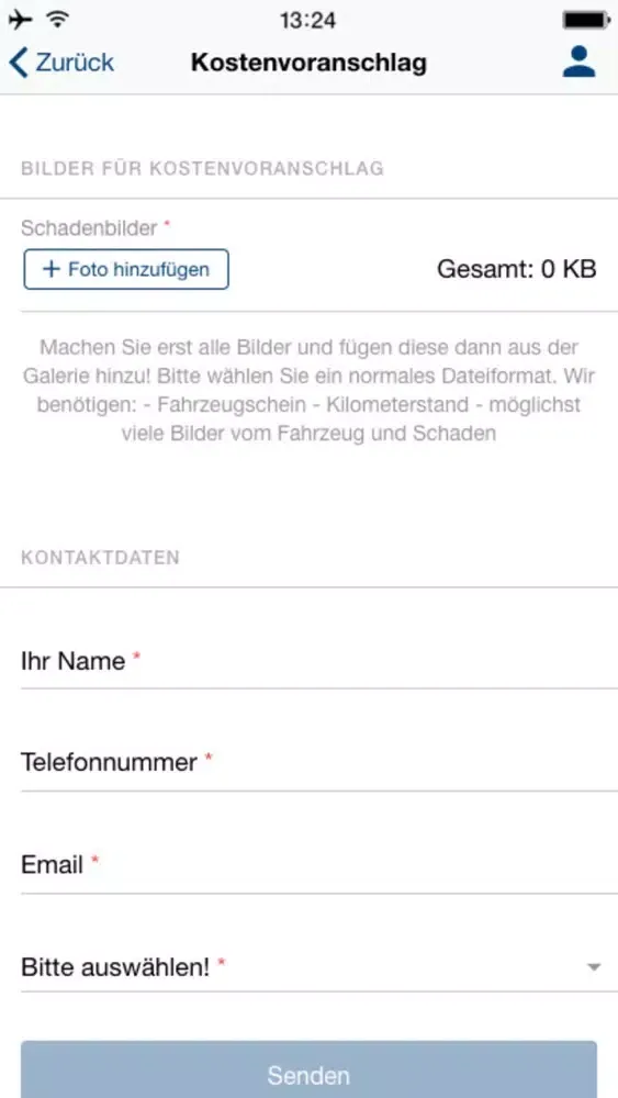 Tangkapan layar Unfall App CrashProfi.de