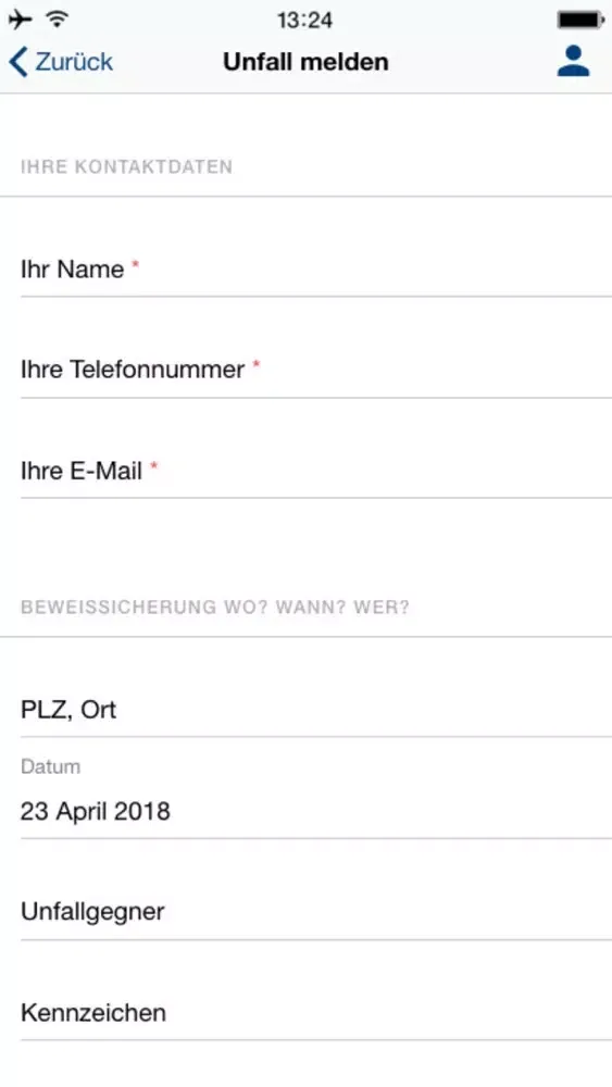 Tangkapan layar Unfall App CrashProfi.de