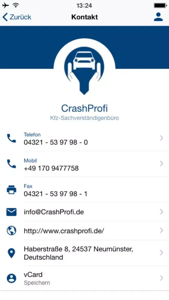 Tangkapan layar Unfall App CrashProfi.de