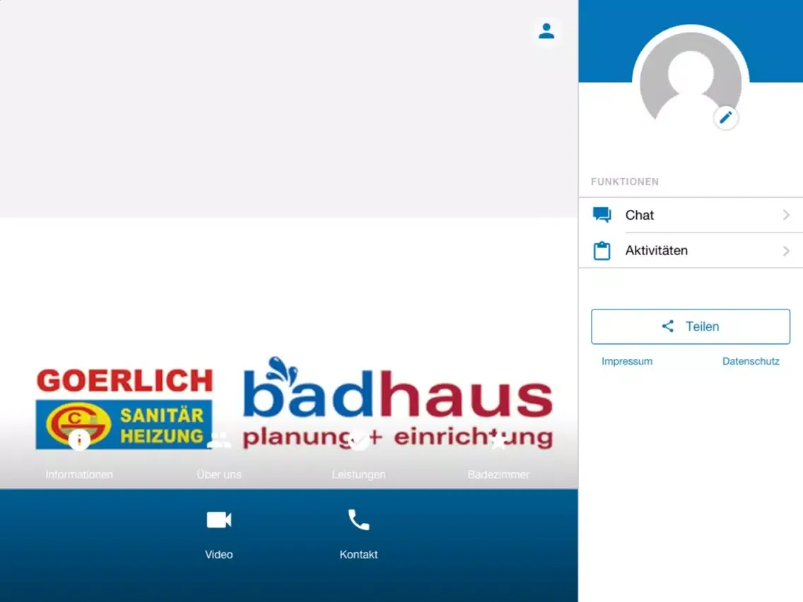Tangkapan skrin Goerlich Sanitär iPad 