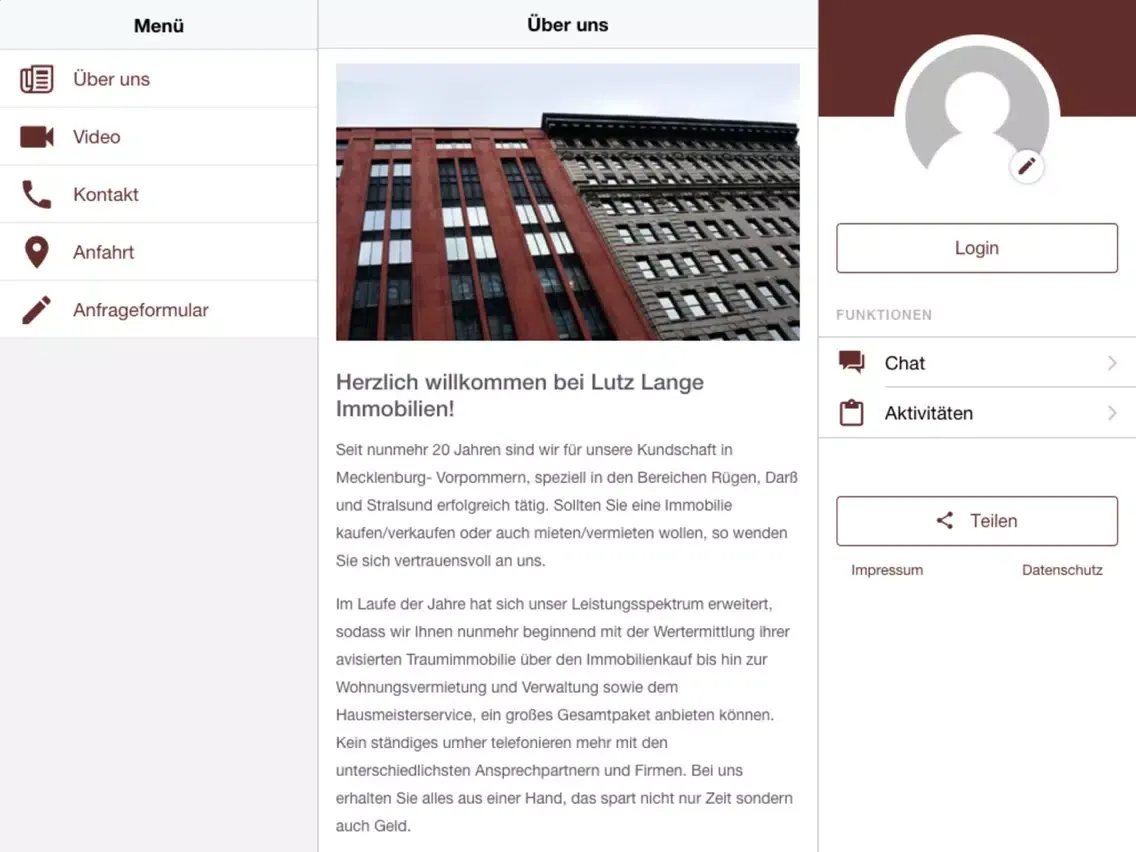 Lutz Lange Immobilien iPad 应用截图