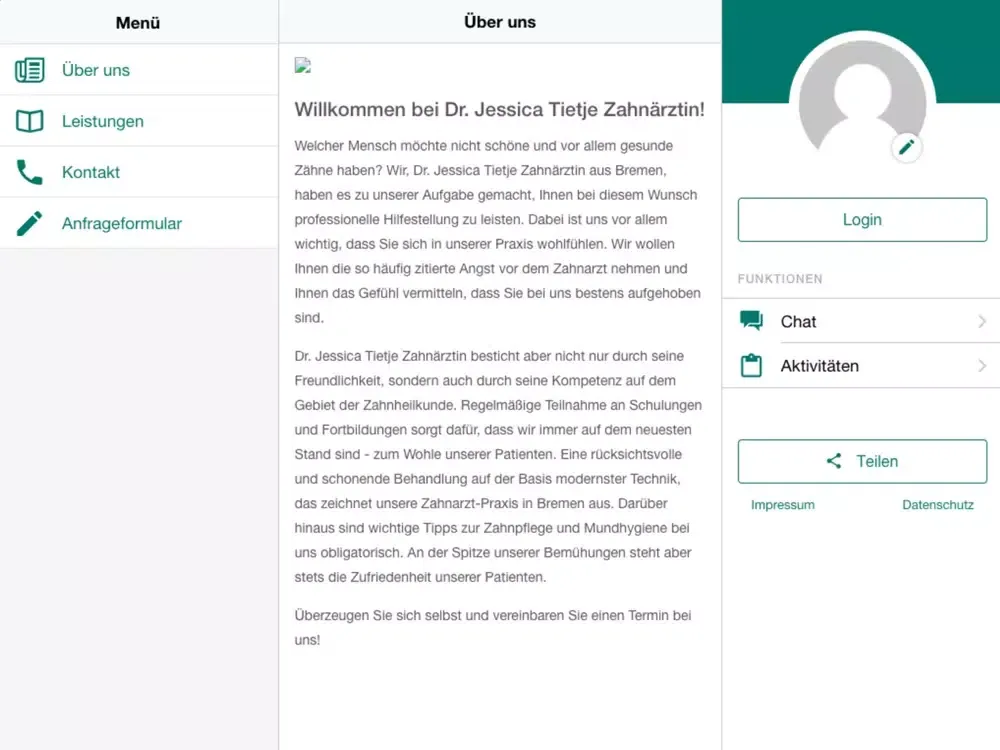 Dr. Jessica Tietje Zahnärztin iPad  Screenshots