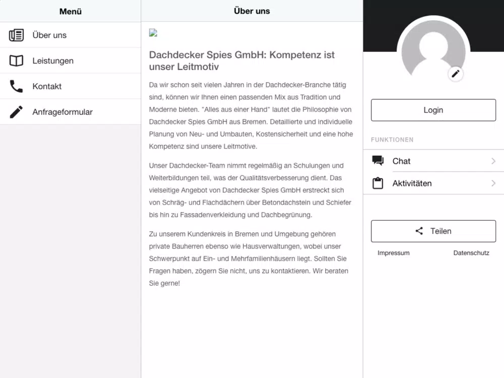 ภาพหน้าจอของ Dachdecker Spies GmbH iPad 