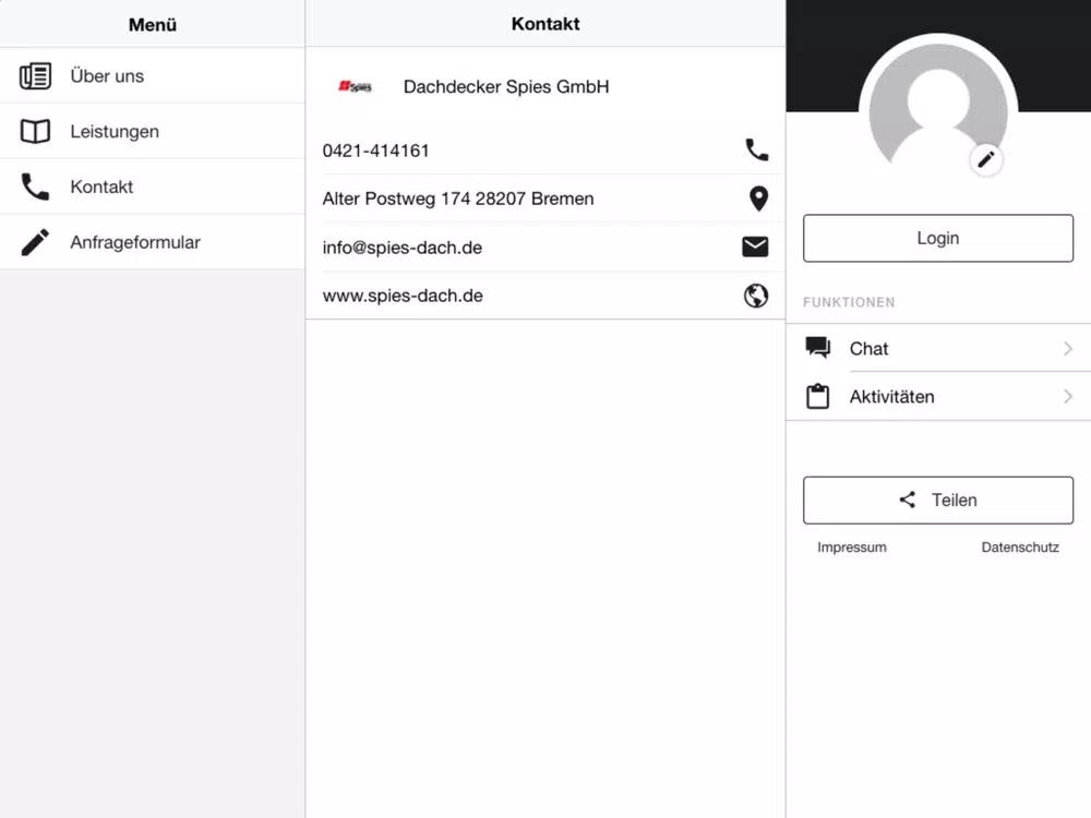 ภาพหน้าจอของ Dachdecker Spies GmbH iPad 