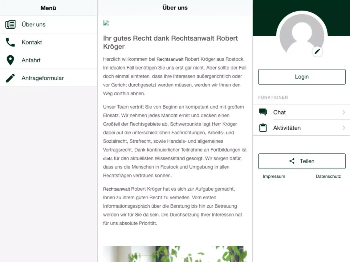 Robert Kröger Rechtsanwalt iPad  Ekran Görüntüleri