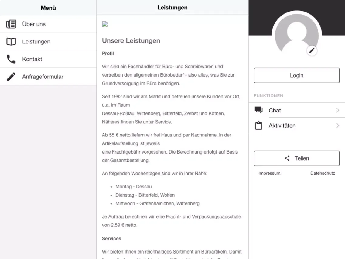 Zrzuty ekranu Büro-Eck GmbH iPad 