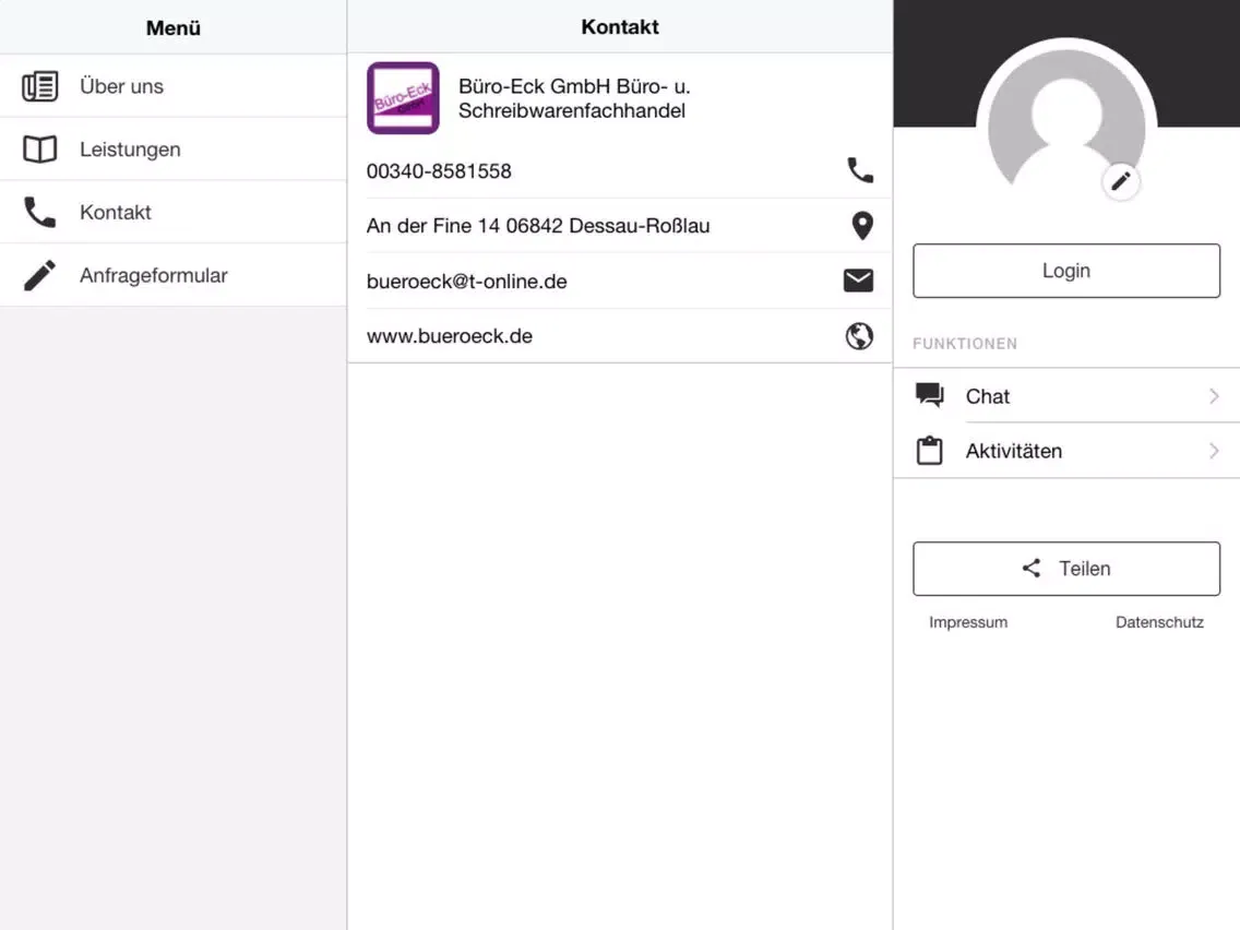Zrzuty ekranu Büro-Eck GmbH iPad 