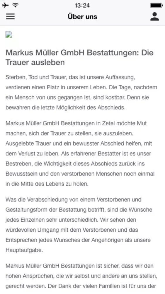 Capturas de tela do Markus Müller Bestattungshaus