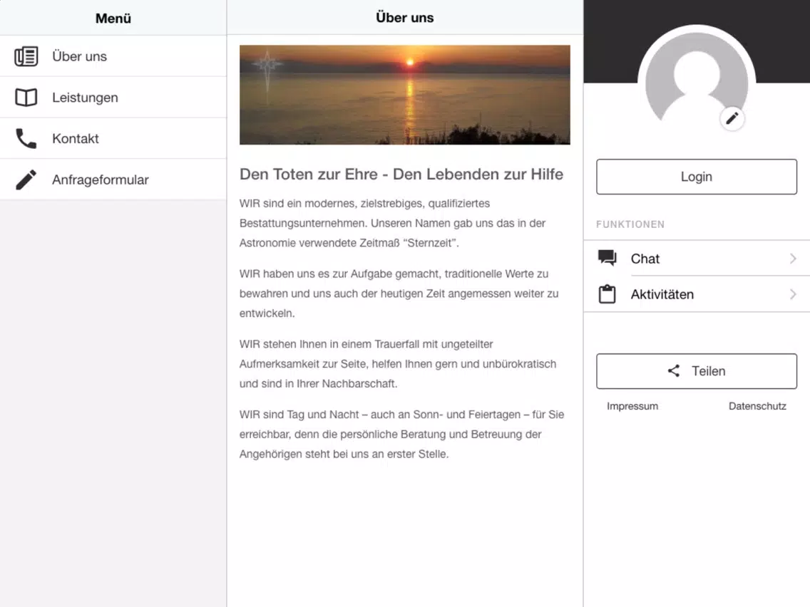 صور Sternzeit Bestattungen iPad 