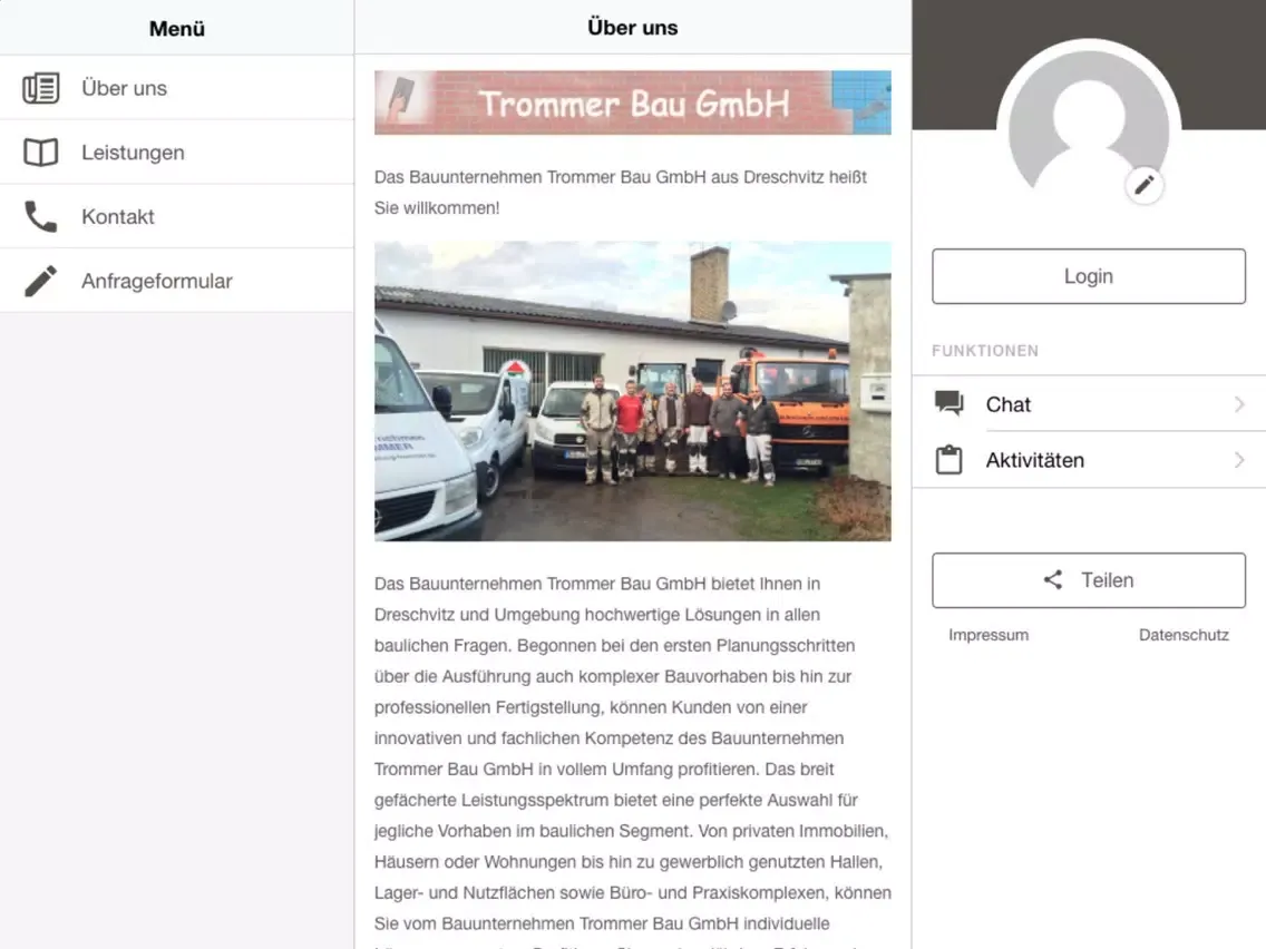 Trommer Bau GmbH iPad 應用截圖