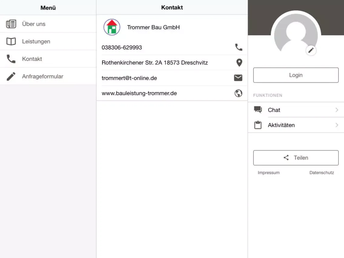 Trommer Bau GmbH iPad 應用截圖