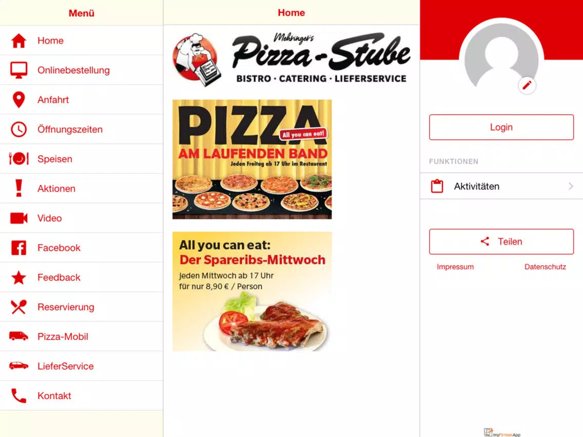 ภาพหน้าจอของ PizzaStube iPad 