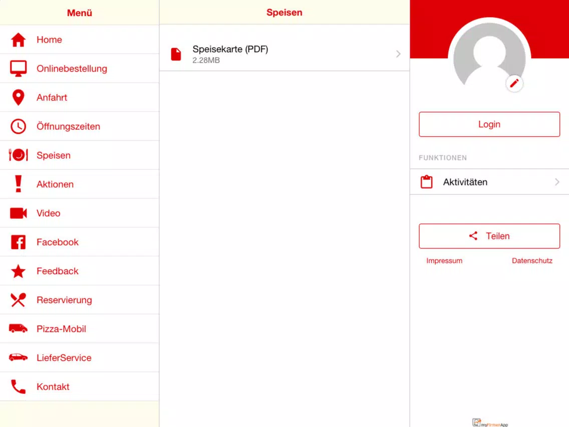 ภาพหน้าจอของ PizzaStube iPad 