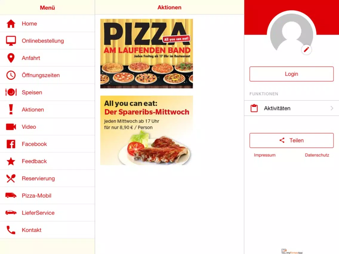 ภาพหน้าจอของ PizzaStube iPad 