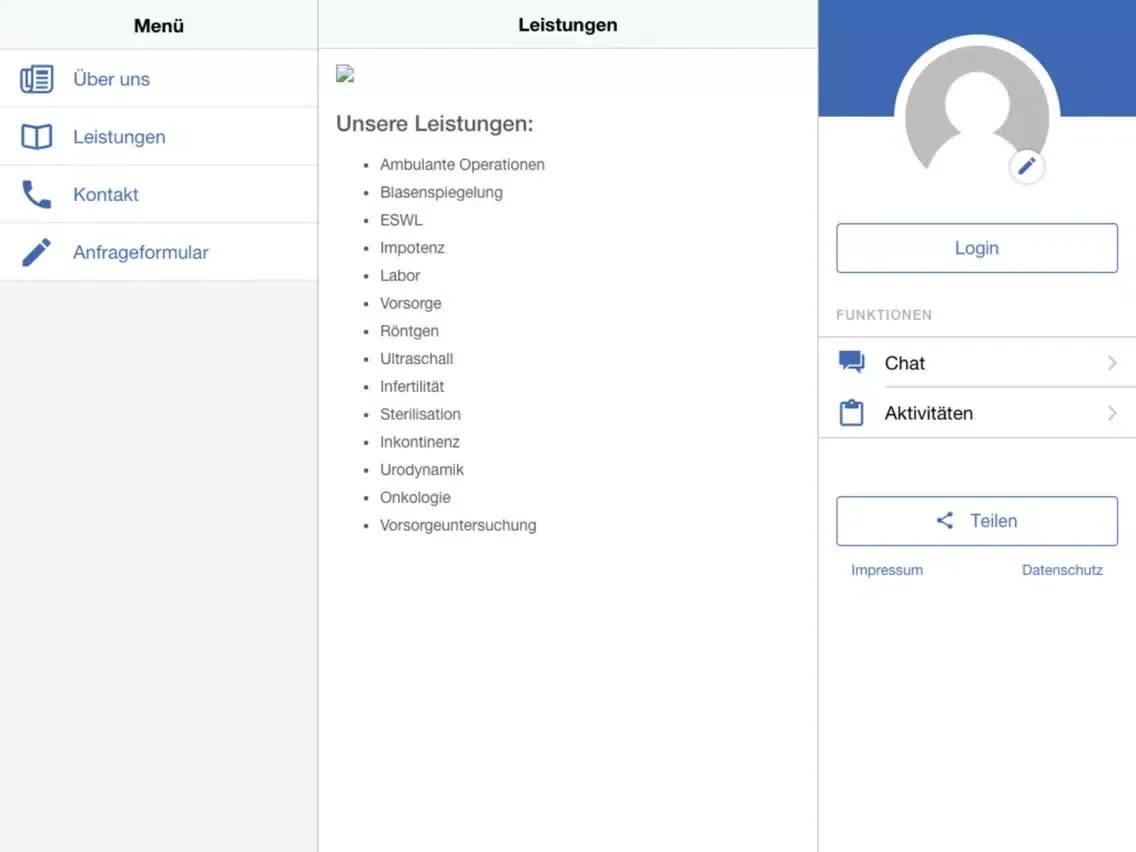 Tangkapan layar Dr. Tim Hülskamp Urologie iPad 