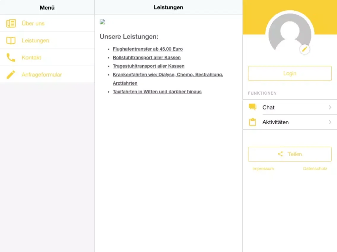 Ảnh chụp màn hình của WITTEN Taxi EXPRESS iPad 