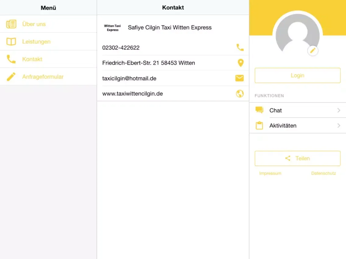 Ảnh chụp màn hình của WITTEN Taxi EXPRESS iPad 