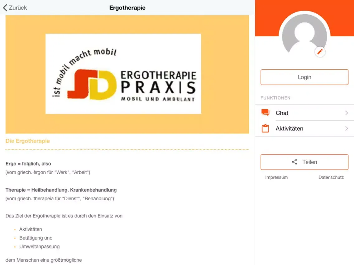 Capturas de tela do Ergotherapie Dettmer iPad 