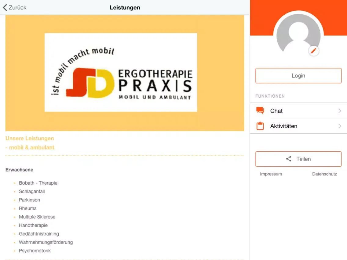 Capturas de tela do Ergotherapie Dettmer iPad 