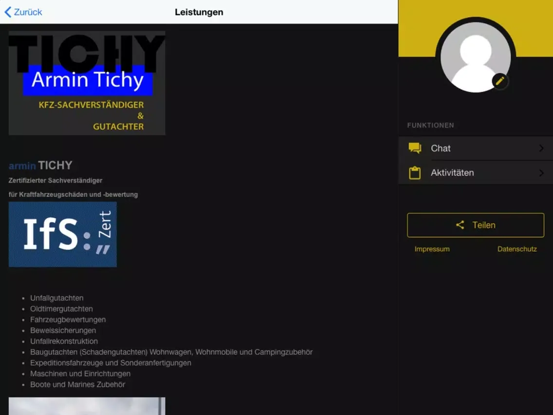 Tangkapan layar Armin Tichy iPad 