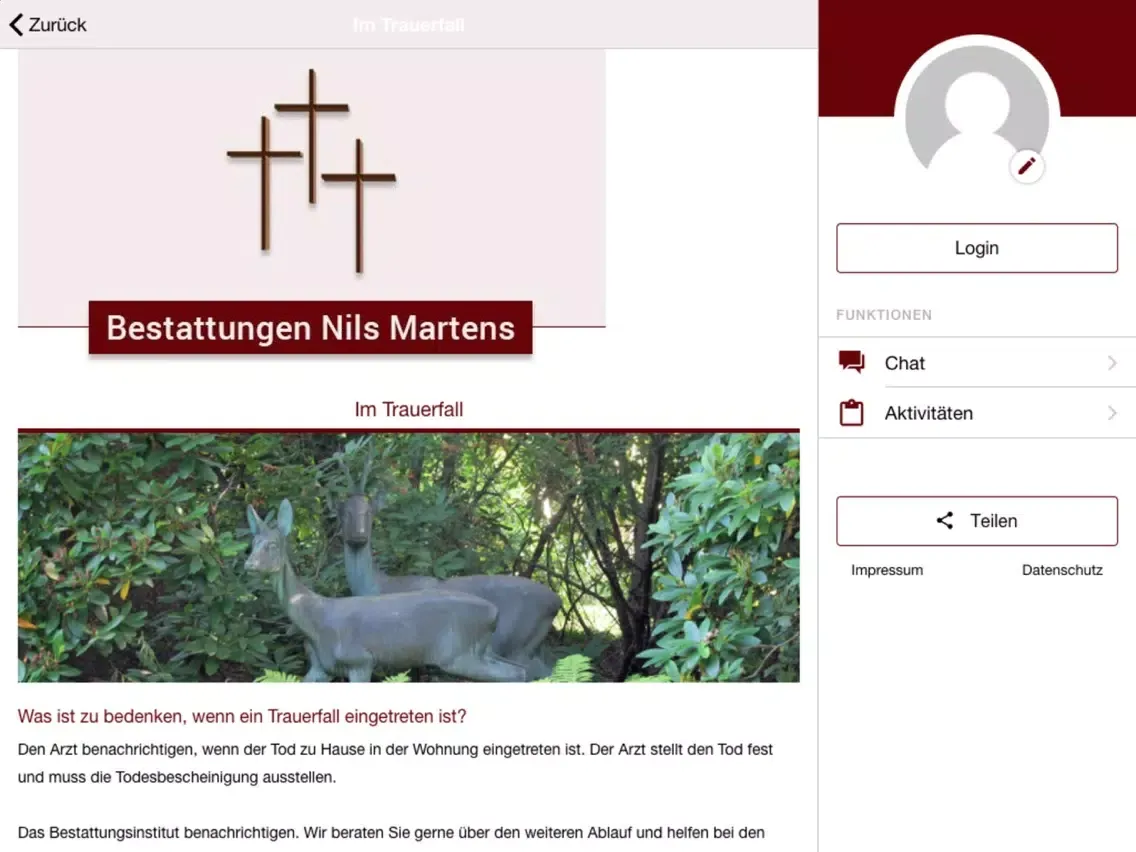 Bestattungen Nils Martens iPad  Ekran Görüntüleri