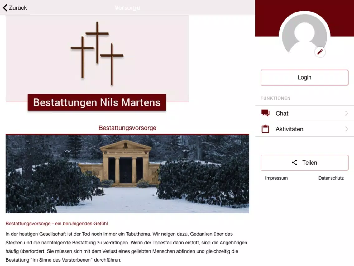 Bestattungen Nils Martens iPad 应用截图