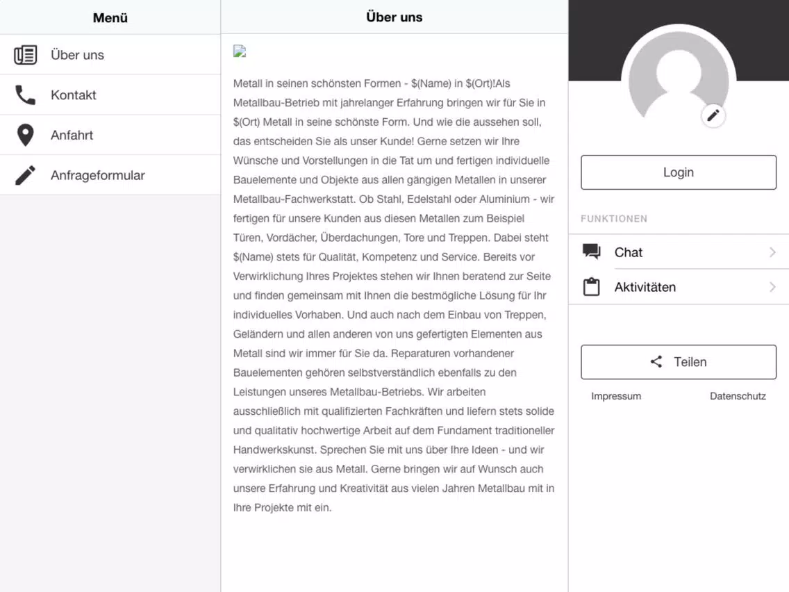 Stahl- und Anlagenbau Schmidt iPad  Screenshots