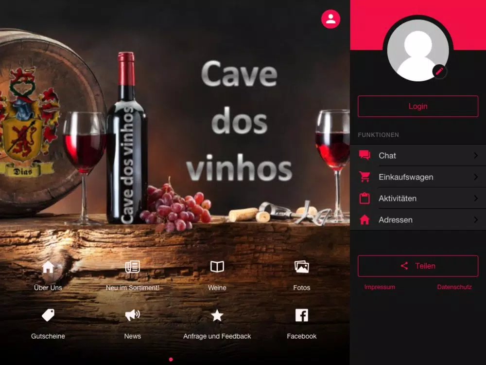 Tangkapan layar Cave dos vinhos iPad 