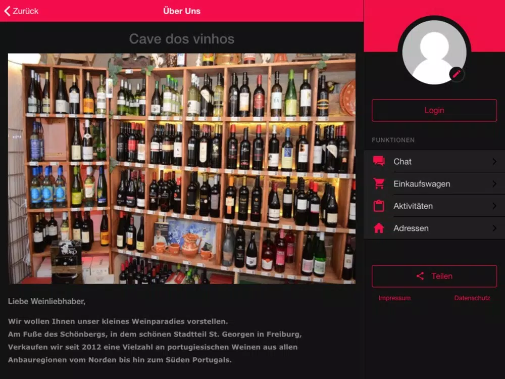 Tangkapan layar Cave dos vinhos iPad 