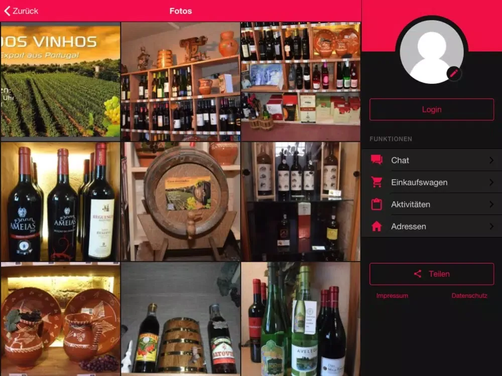 Tangkapan skrin Cave dos vinhos iPad 