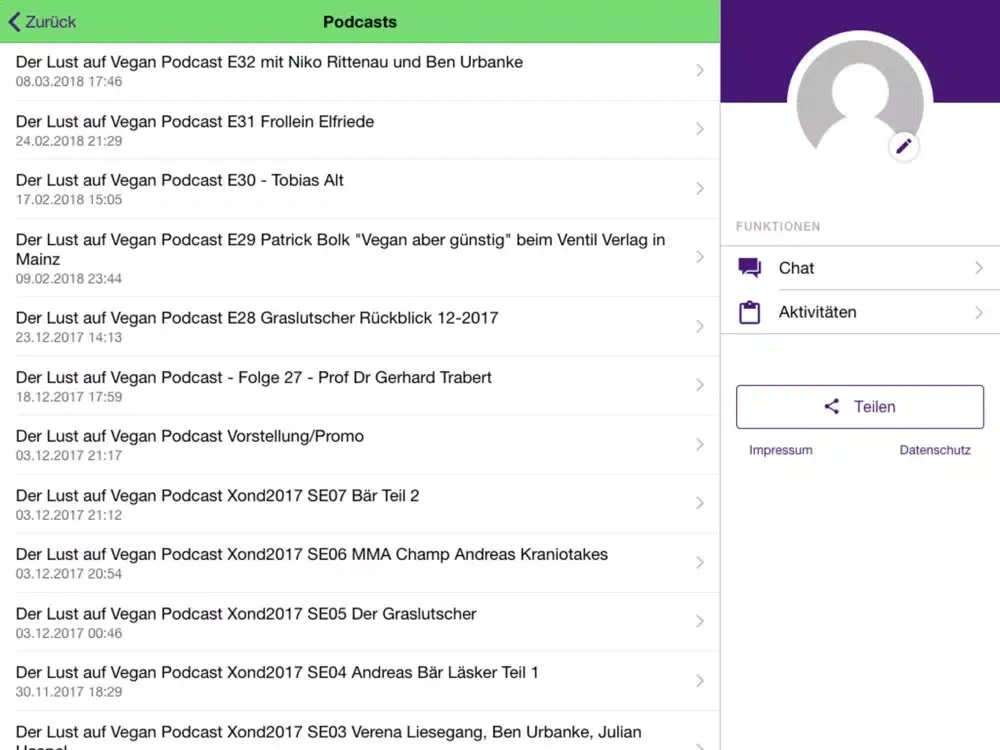 Tangkapan layar Lust auf Vegan iPad 