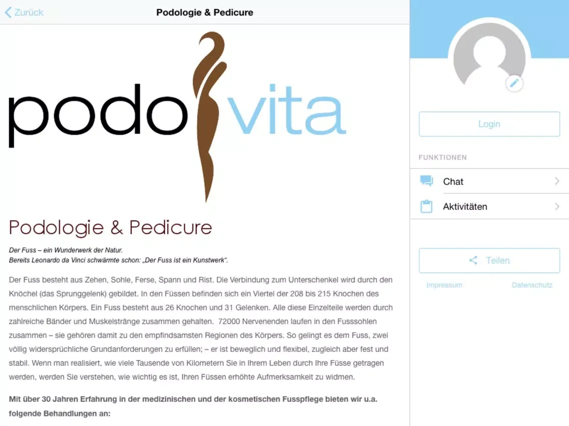 Tangkapan skrin PodoVita iPad 