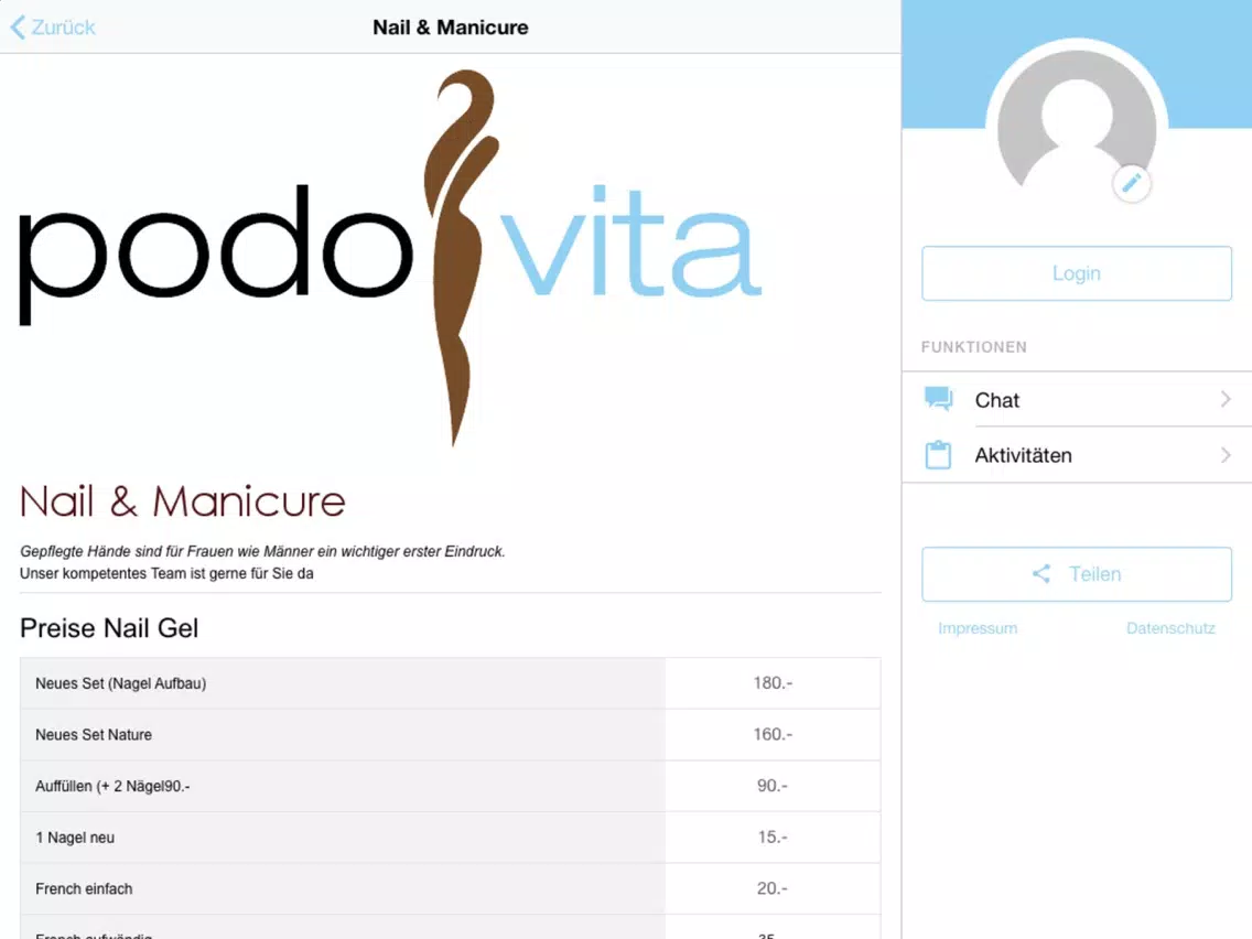 Tangkapan layar PodoVita iPad 