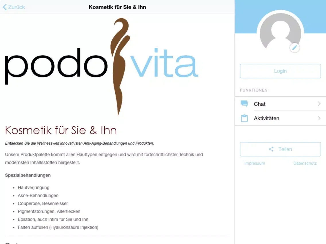 Tangkapan skrin PodoVita iPad 