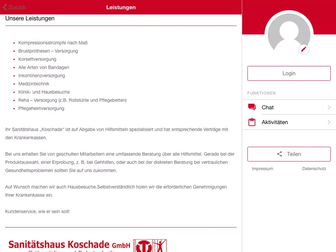 ภาพหน้าจอของ Sanitätshaus Koschade iPad 
