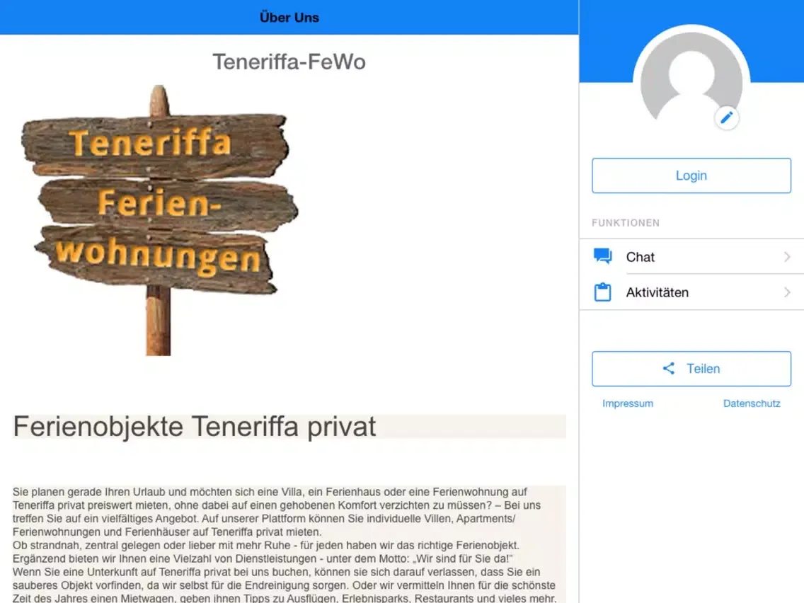 Ảnh chụp màn hình của Teneriffa-FeWo iPad 