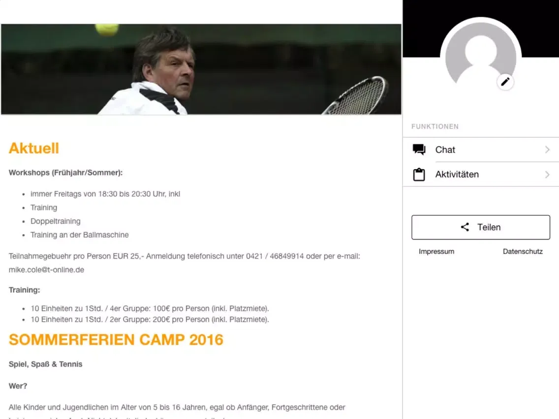 Tennisanlage Jürgenshof iPad  スクリーンショット