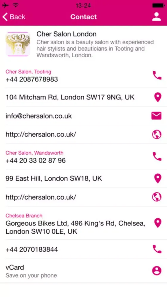 Capturas de pantalla de Cher Salon London
